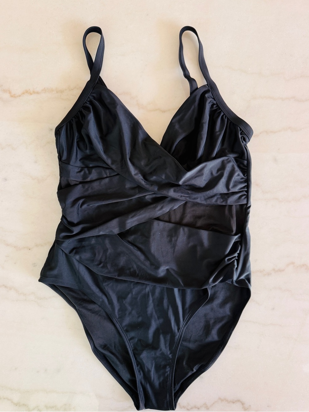 Black One-Piece Swimsuit with Sheer Detailing